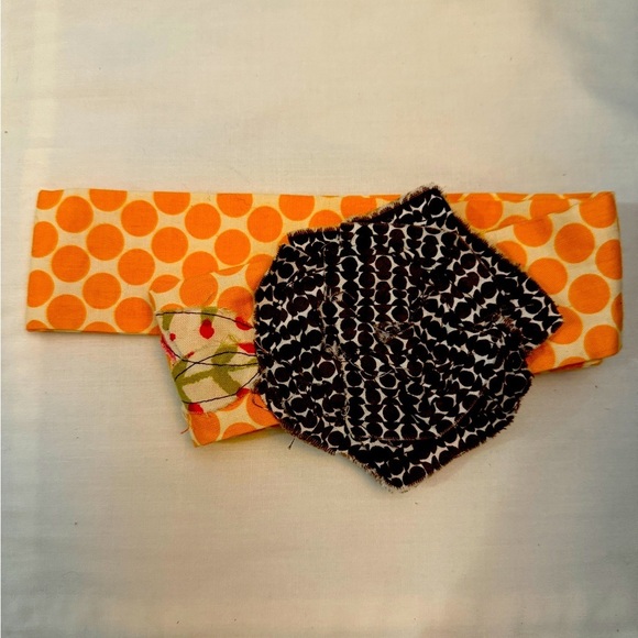 Orange Polka Dot Handcrated belt with Floral Accent - Picture 1 of 4